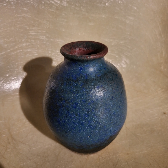"BITOSSI Blue" Mid-century Modern Pottery Vase 6" - Picture 4 of 8